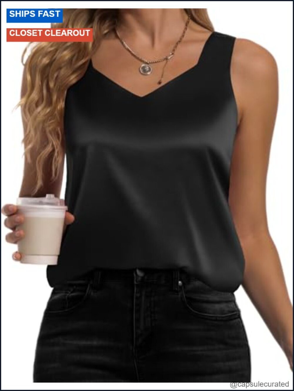 Silk Satin V Neck Tank Camisole Sleeveless Blouse Silky Basic Tanks